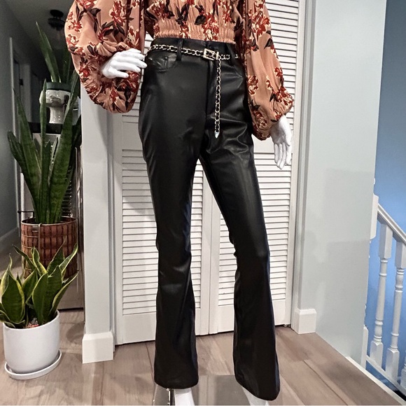 NWOT Vegan Leather Boot Cut Pants - Picture 3 of 16